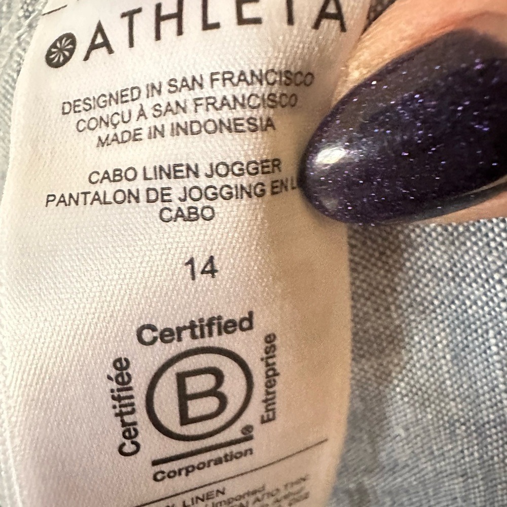 Athleta Cabo 100% Linen Chambray Jogger. Size 14. - Picture 13 of 14